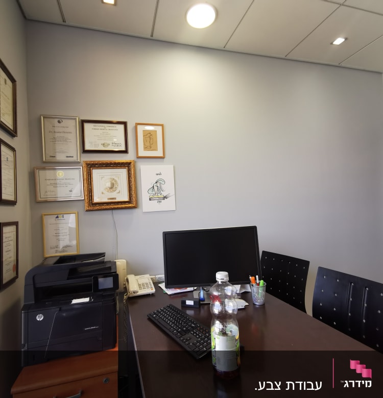 תמונות ממוסגרות על קיר משרד